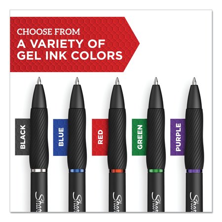 Sharpie S-Gel High-Performance Gel Pen, Retractable, Medium 0.7 mm, Red Ink, Black Barrel, PK12 PK 2096158